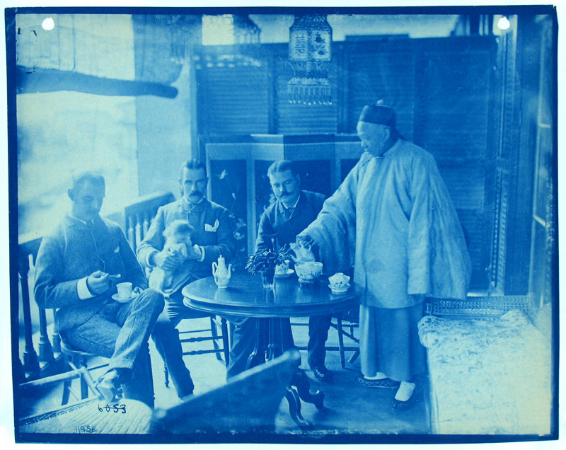 Spanky and friends Spanky with Tip Patrons (cyanotype)